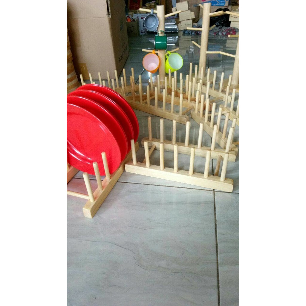 Rak Piring Kayu Pinus / Tempat Piring Kayu Pinus