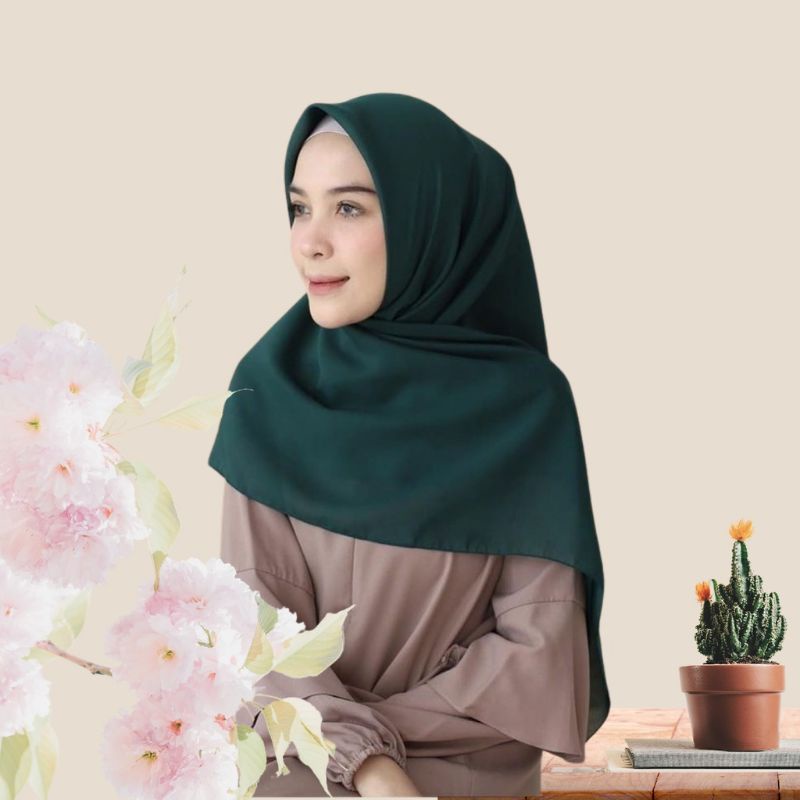 HIJAB SEGI EMPAT POLOS/JILBAB SEGI EMPAT/KERUDUNG BELLA SQUARE/KHIMAR BELLA POLLYCOTTON PREMIUM /110X110CM-IJO BOTOL
