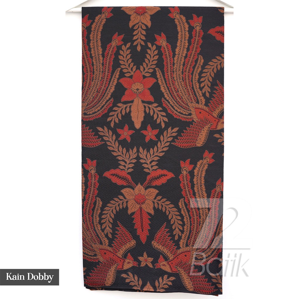 BAHAN BATIK PREMIUM Dobby Dobi Dobbi Dolbi Motif Burung Warna Hitam Coklat Merah 723342 CAP 72 - Jarik Jarit Samping Kebat Panjang Batik Dobby Modern Premium Bahan Seragam Batik Pernikahan Kantor Keluarga Murah Kamen Jadi Batik Bali Lembaran