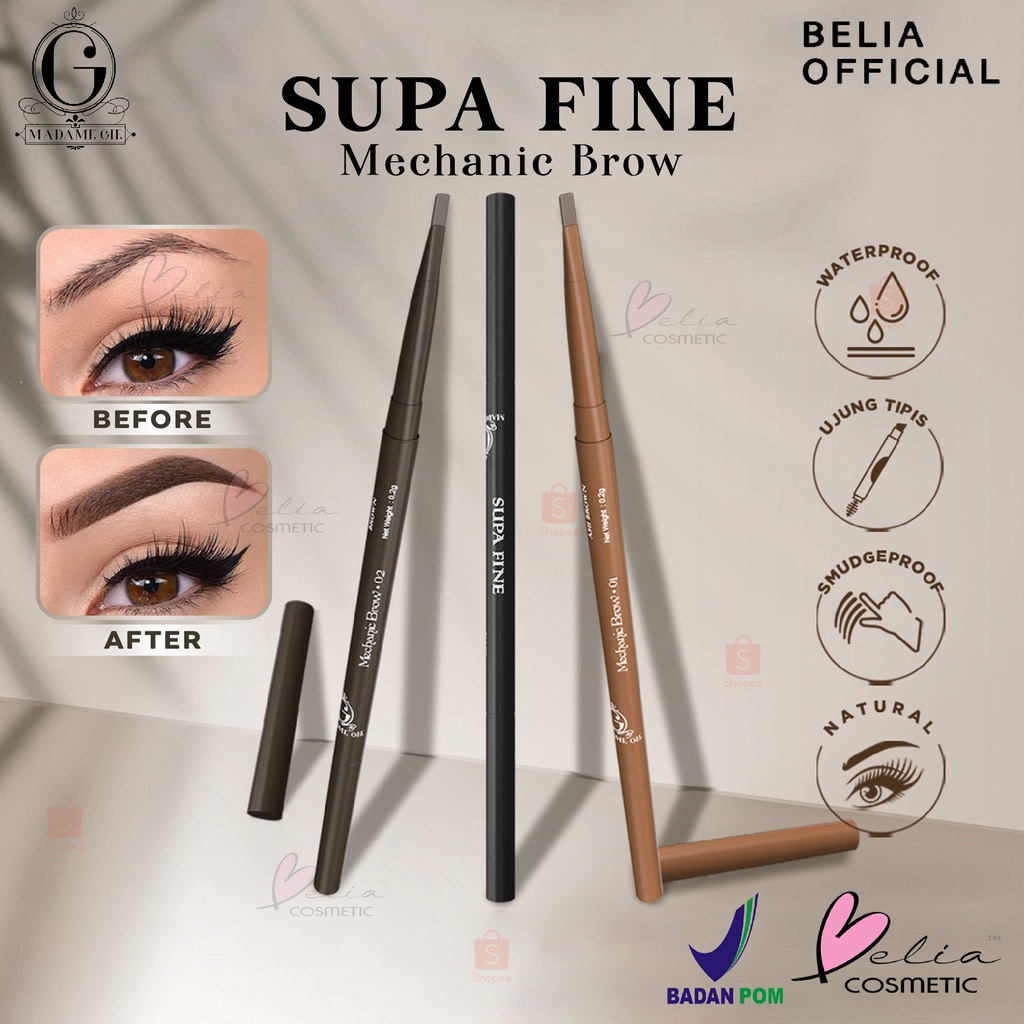 ❤ BELIA ❤ MADAME GIE Supa Fine Mechanic Brow | Pensil Alis Matic | Matic Eyebrow | BPOM