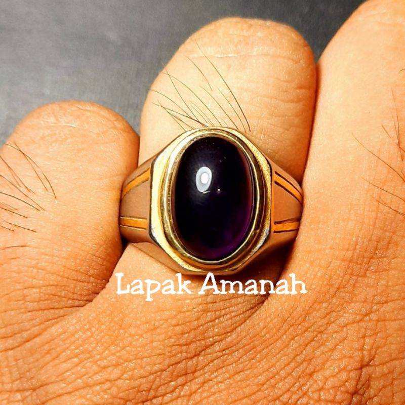 Cincin Batu Akik Natural Kecubung Ungu Kalimantan Asli Top Giwang