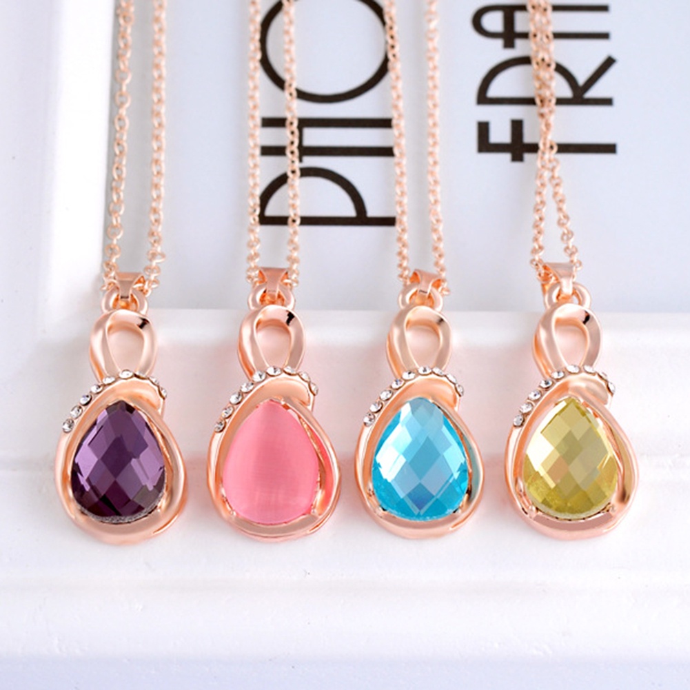 Hu Hu Hu Hu Hu Alat Bantu Pasang Kacamata♡ Kalung Rantai Dengan Liontin Bentuk Tetesan Air Opal Aksen Berlian Imitasi Untuk Wanita