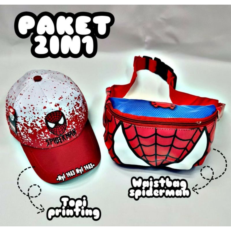 BATMAN 2IN1 TAS SLEMPANG ANAK TOPI BORDIR