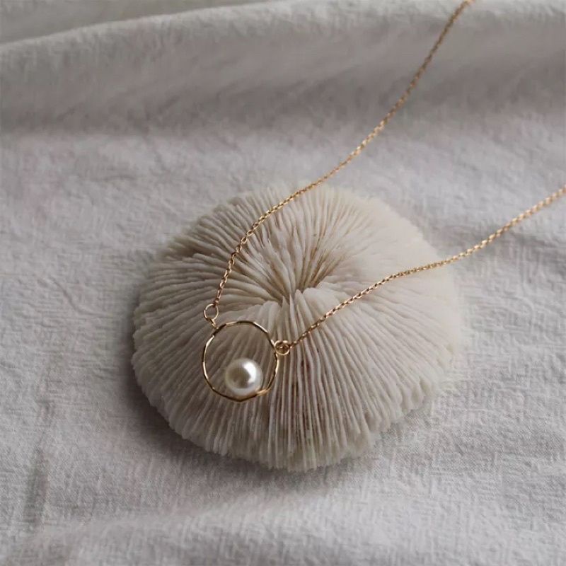 AK16 Kalung Mutiara Liontin Korea Aksesoris Kalung Pendek Wanita Retro Mutiara Klavikula