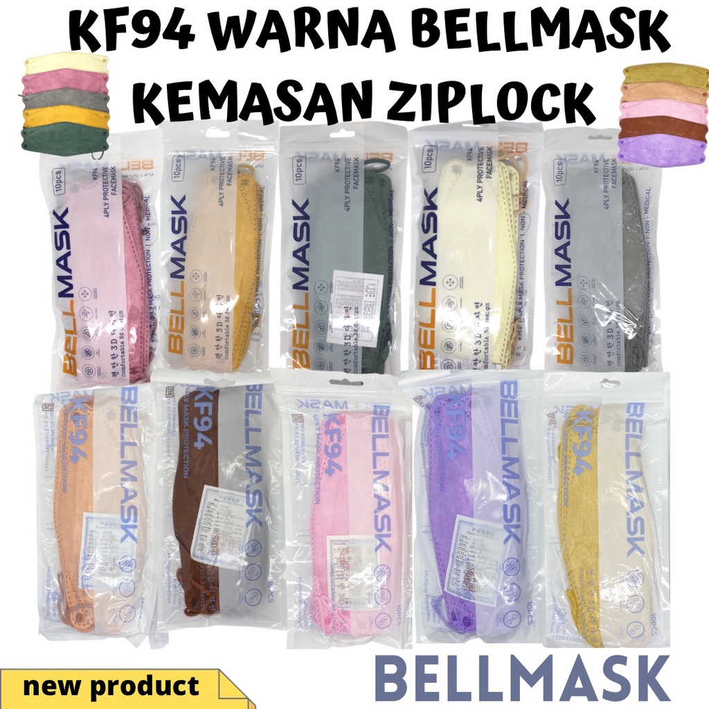 MASKER KF94 BELLMASK MULTICOLOR ISI 10PCS PREMIUM