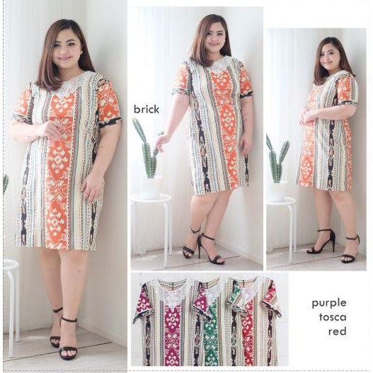 Sale Dress Jumbo Etnik Dress Etnik Bigsize Dress Jumbo Xl Xxl Etnik - Brick Terbaru