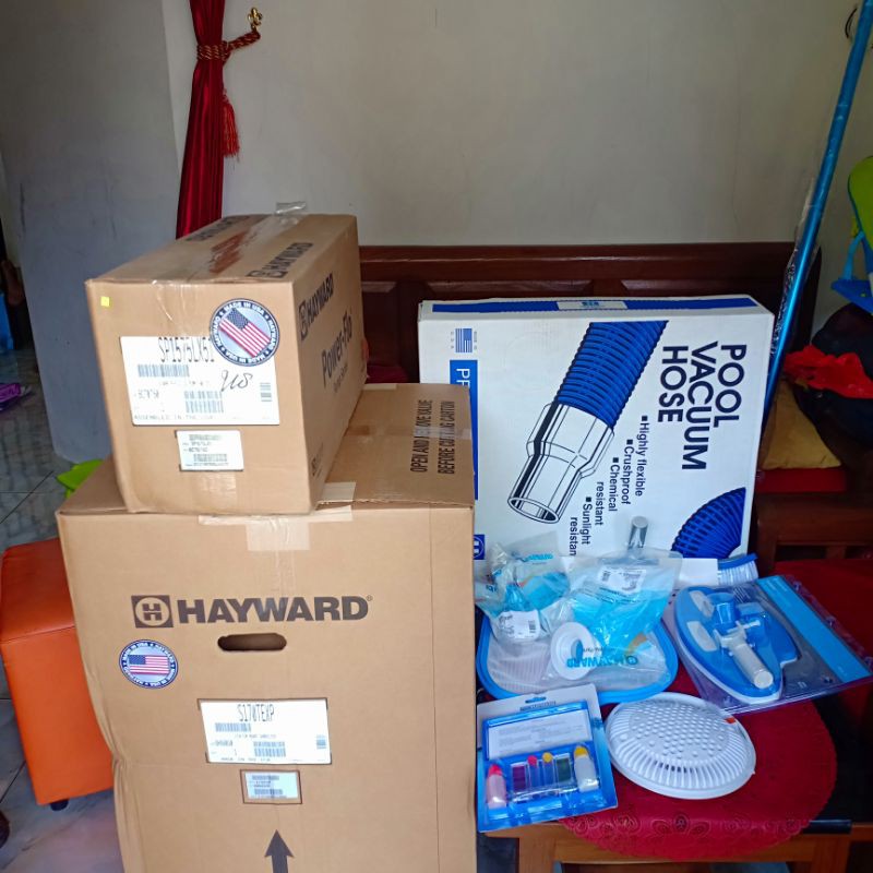 mesin pompa filter kolam renang satu set hayward