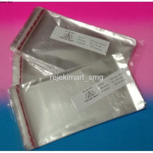 

MURAH BANGET!!! Plastik OPP 9 x 18 cm ( one sheet ) Seal/Lem 1000 lembar