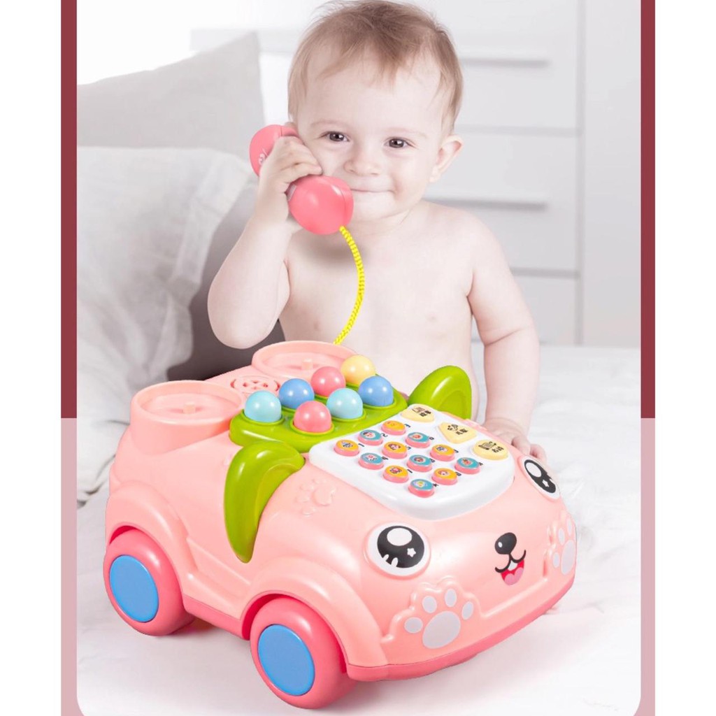 [FUNNY]Mainan Mobil Telephone Edukasi Anak Berlampu Dan Music / Early Education Telephone