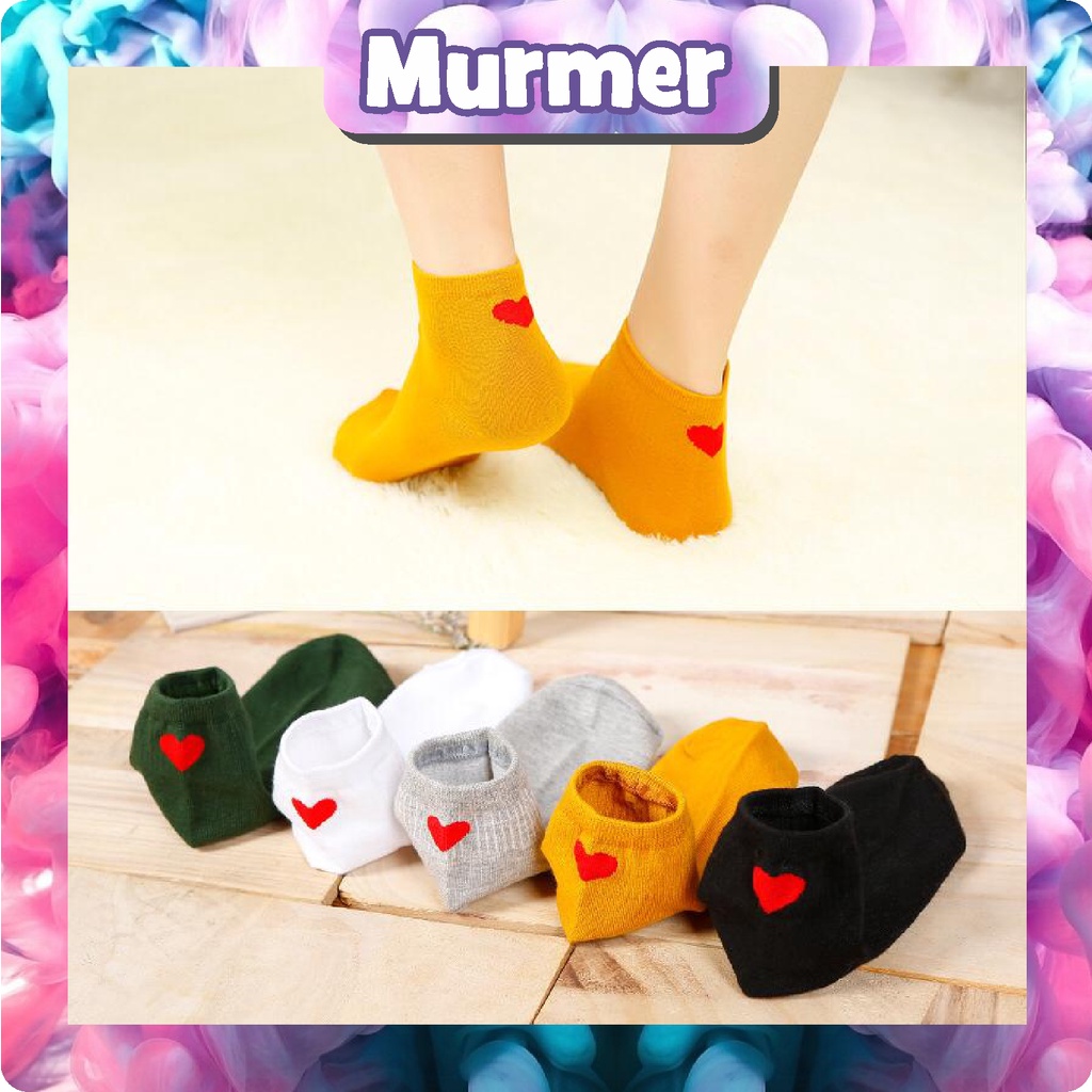 MurmerOfficial Kaos kaki wanita motif love Pendek logo Lucu Socks Fashion Wanita Korea Import R138 KK019