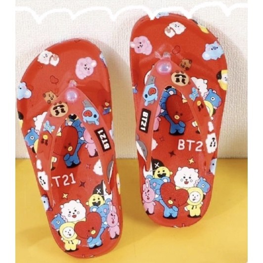 Sandal Jepit Jelly Karet Anak Cewek Korea BTS BT21 Super Lucu Keren Cantik Impor MGR Mokaya Balance (5118-2) / Size 24-29