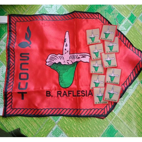 1 Set Bendera Regu + Tanda Regu Bunga Raflesia Pramuka Bordir Bedge Regu Bed Bet Regu Pramuka Putri