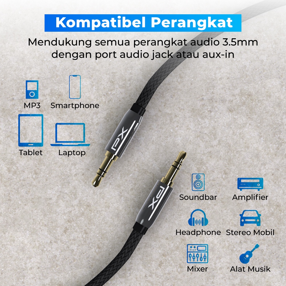 KABEL AUDIO AUX JACK MINI 3.5MM MALE STEREO TRS 1M PX CO-YP0110