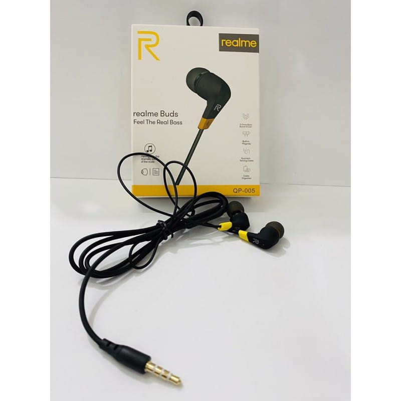 Handsfree Headset Realme QP-005 Stereo Earphone 3.5mm Audio Jack Universal Super Bass