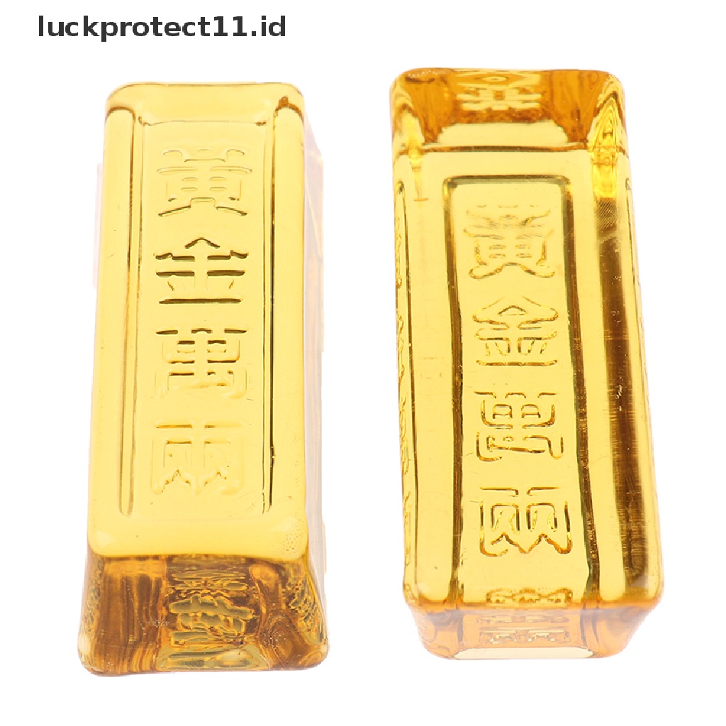 // Hg &amp; ID// 1pc Ingot Emas Kristal Kuning Cina Feng Shui Untuk Kekayaan Dekorasi Rumah Keberuntungan