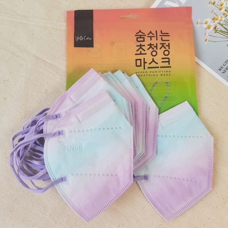 Masker Kn95 Dewasa Gradasi pelangi - Masker Dewasa Ombre - Gradasi Rainbow Kn95 - 5 Ply isi 10 Pcs