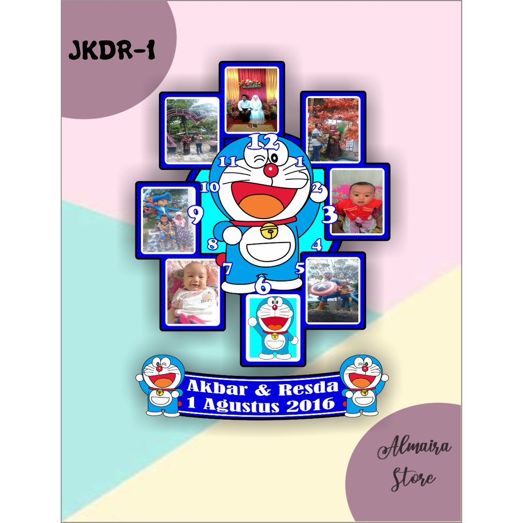 Jam Dinding Karakter Doraemon Free Request Foto Dan Tulisan Kado Unik Pajangan Menarik