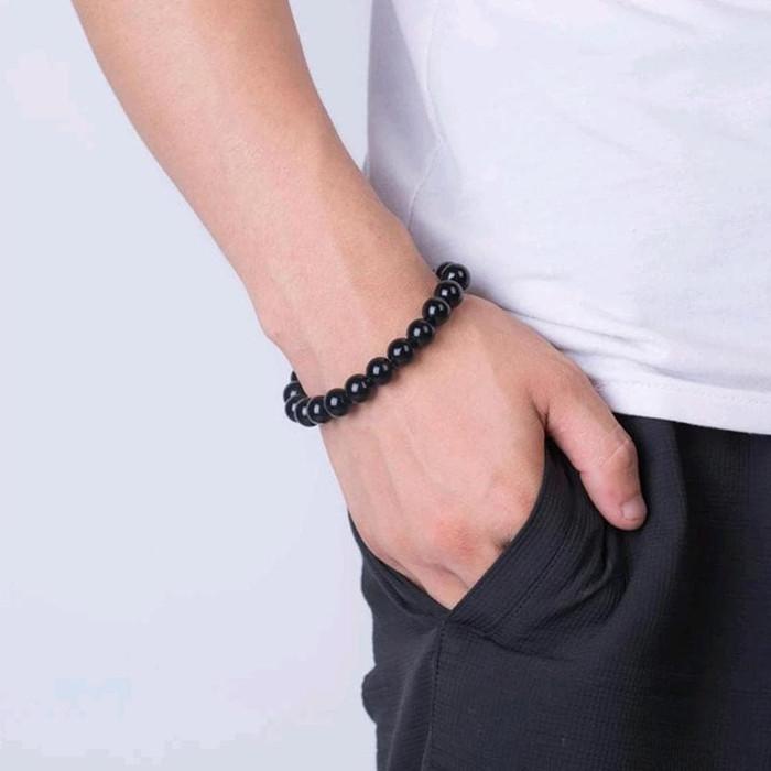 [Bayar di Tempat] Gelang Pria Batu Giok Hitam Asli Original Garansi Natural