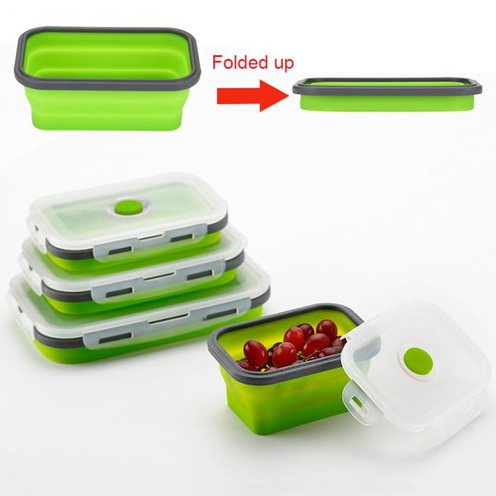 Kotak Makan BPA Free Foldable TEMPAT MAKAN / LUNCH BOX / RANTANG / TEMPAT PENYIMPANAN 800ml