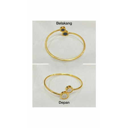 Gelang Titanium Asli Anti Karat Aksesoris Fashion Perhiasan Wanita Cuff Gold Dan Silver Korean Style-2