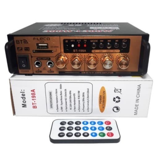 COD Ampli Fleco BT-198A Power Amplifier AC DC Bluetooth USB FM SD Mp3//AMPLI KARAOKE FLECO BT-198A