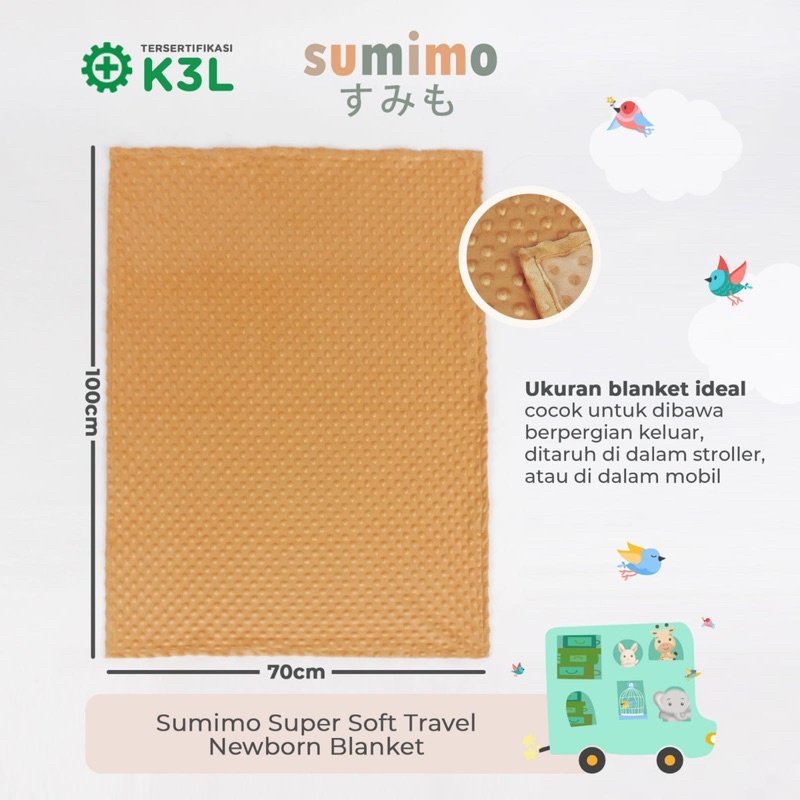 Sumimo Super Soft TRAVEL NEWBORN BLANKET POLOS Bayi Anak Lembut