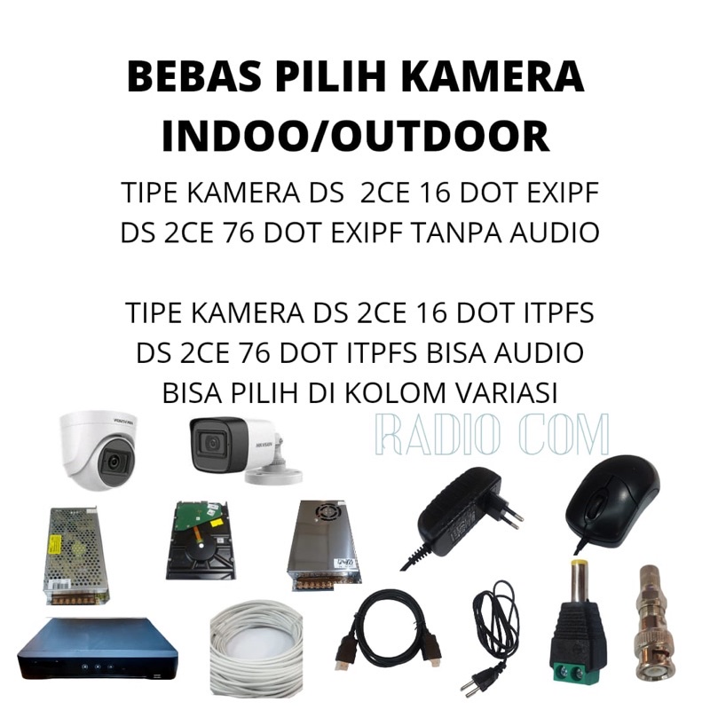 PAKET CCTV HIKVISION AUDIO 4 CHANNEL 2 KAMERA 2MP 1080P KOMPLIT TINGGAL PASANG