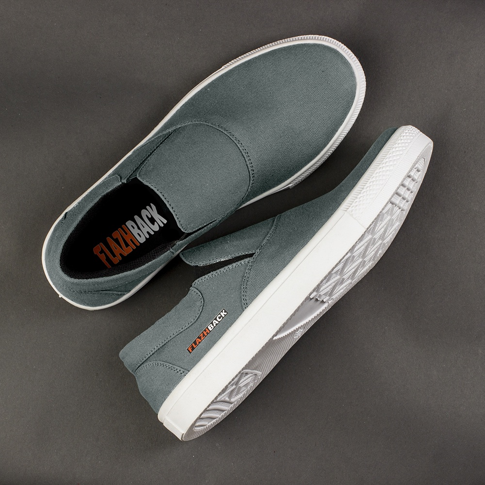 OWL GREY |ManNeedMe x FLAZHBACK| Sepatu Sneakers Pria Casual Slip On Kanvas ORIGINAL