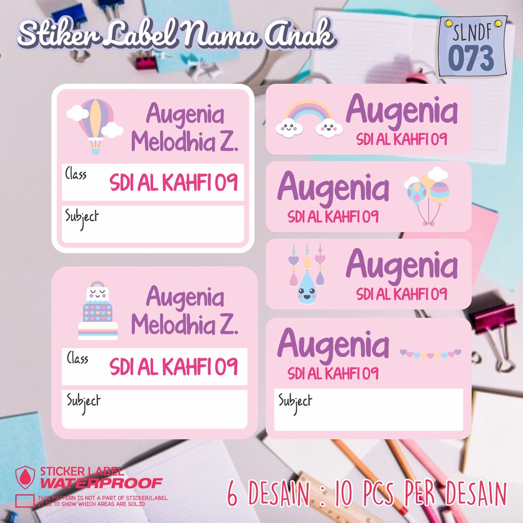 

stiker label nama waterproof anak murah sekolah sepatu buku SLNDF 073