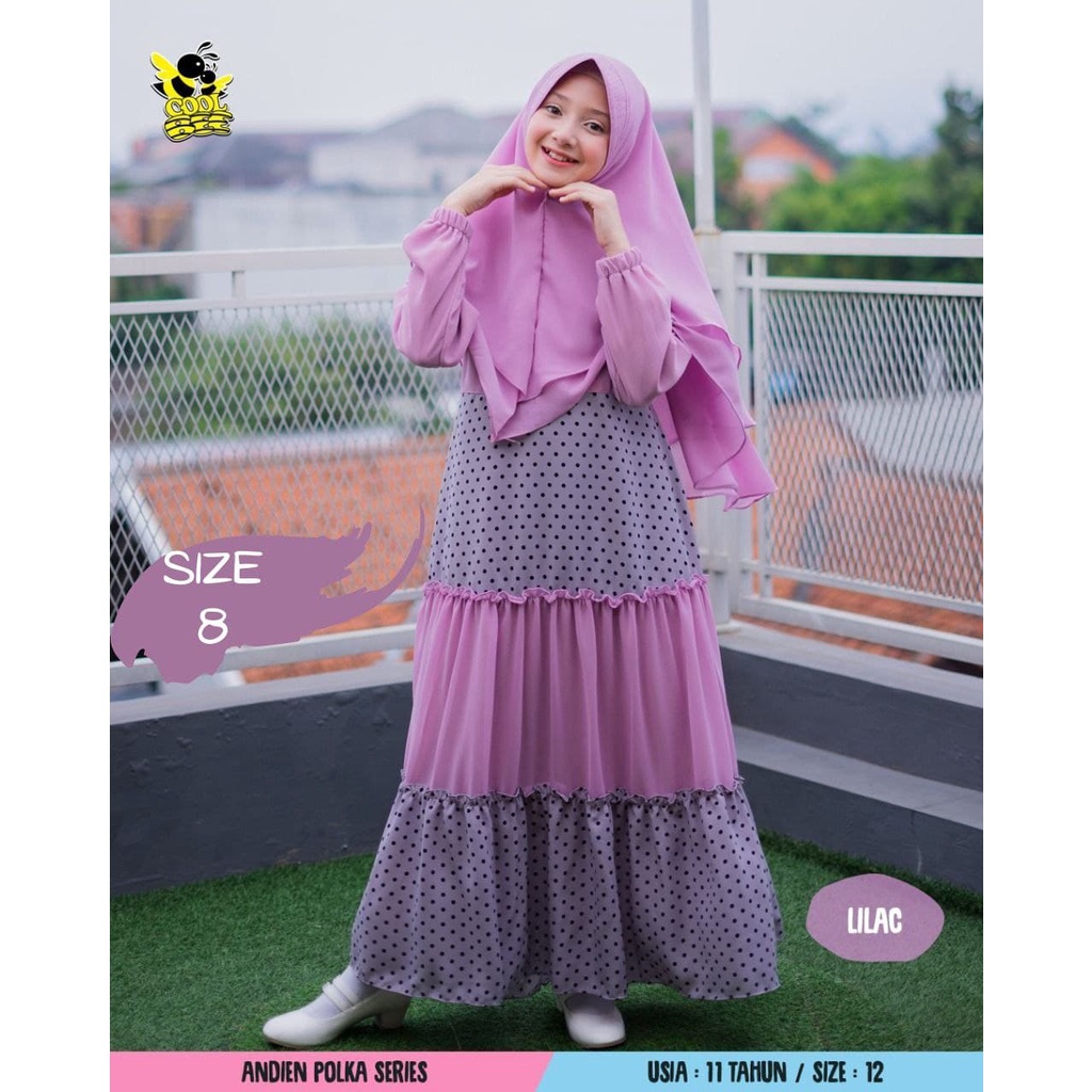 GAMIS ANDIEN POLKA BY COOLBEE (harga khusus uk 8)