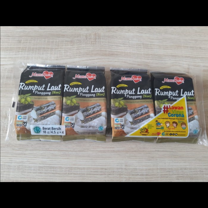 

Instant-Camilan- Mamasuka Rumput Laut Panggang | Mama Suka Nori Seaweed 18G (4 X 4,5Gr) -Camilan-