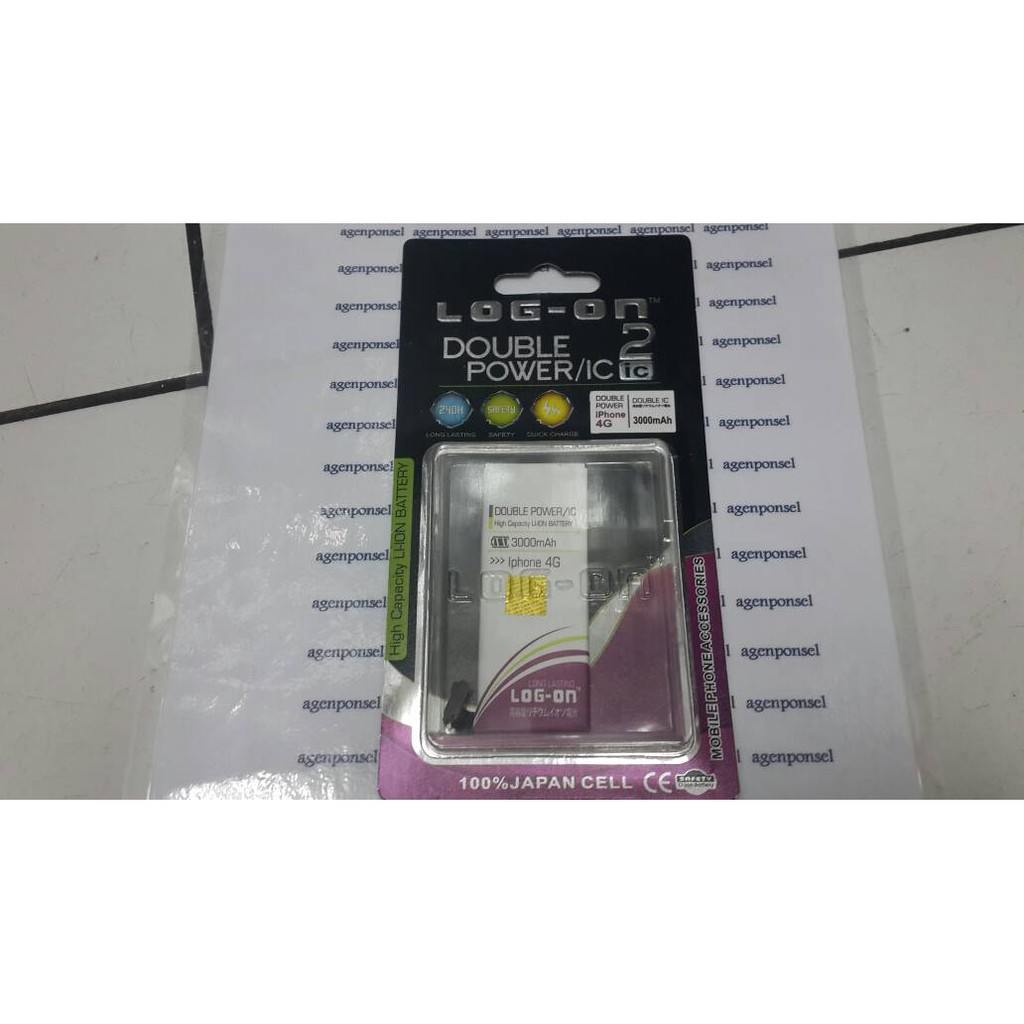 BATERAI IPHONE 4G DOUBLE POWER MERK LOG ON BATRE BATERE BATTERY IPHONE 4G
