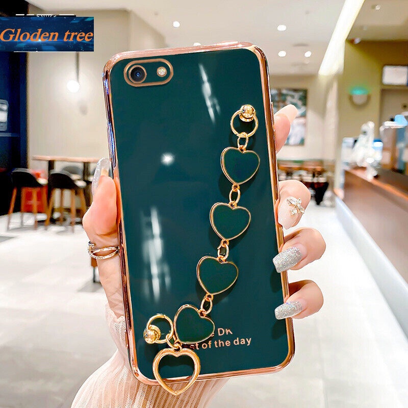 Gloden tree case Pelindung Kamera Anti Jatuh Dengan Gelang Hati Untuk OPPO A59 F1S A59S