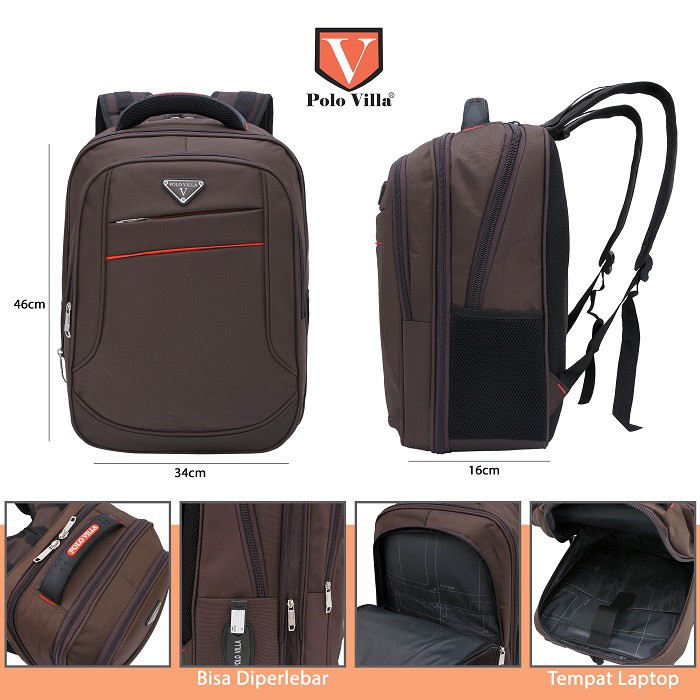 (RF) Tas Pria Laptop Polo Villa Posh-lite Gentlemen Backpack 9104 Ransel Fashion