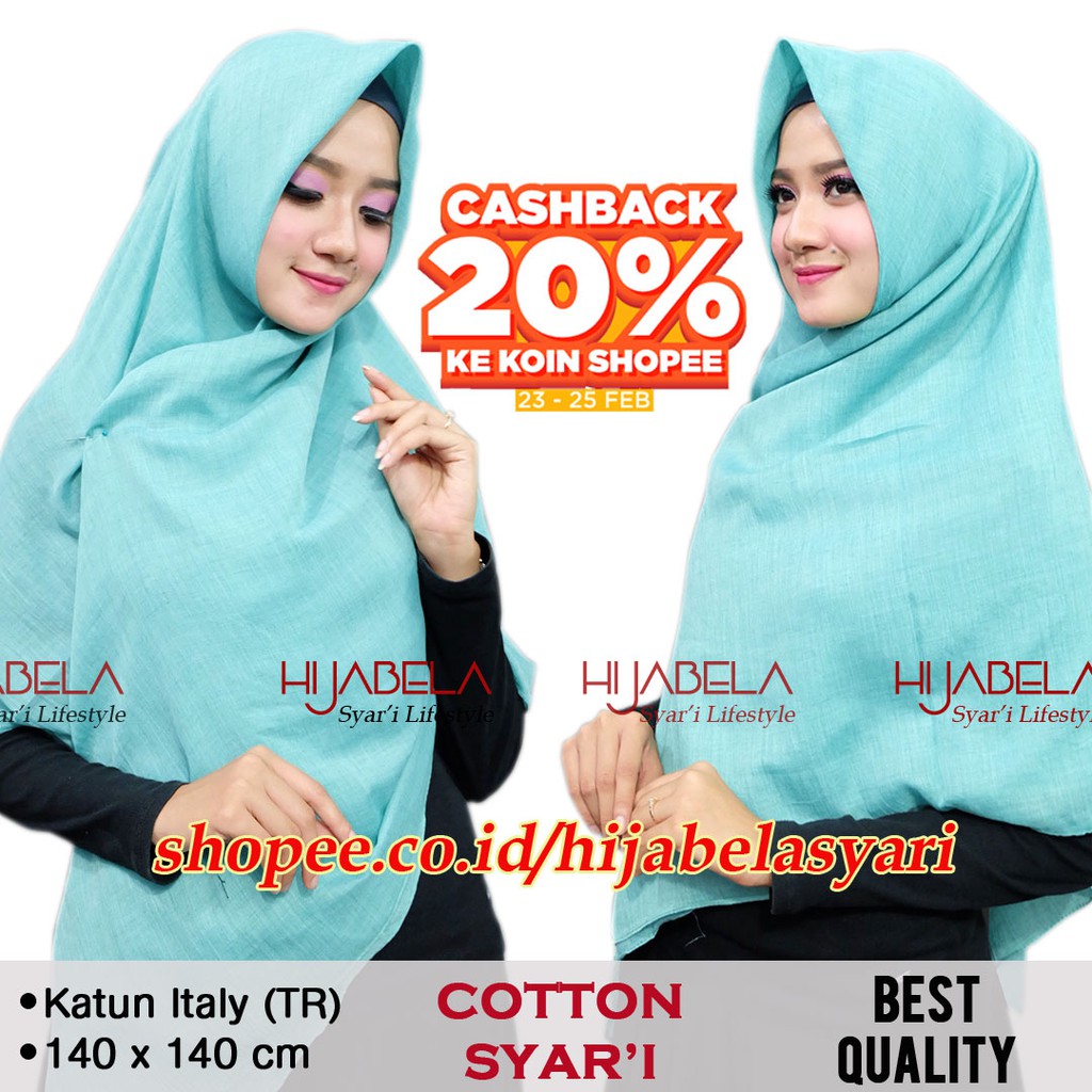  Jilbab  Voal  Segi empat Cotton Syar i Umama  Scarf Hijab 