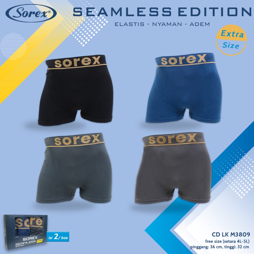 SOREX MAN SRX 3809 BIG SIZE  | BOXER PRIA EXTRA SIZE JUMBO RAJUT  Isi 2Pcs/Pack