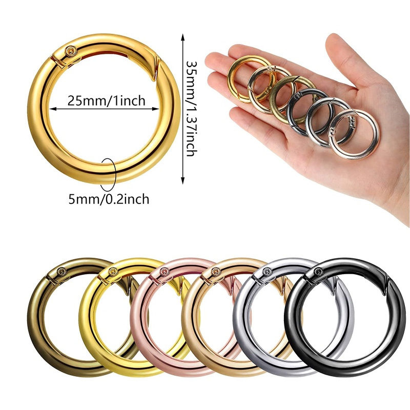 Siy 18Pcs Klip Kait Pegas Bulat 25mm Untuk Aksesoris Tas Handbagdompetgantungan Kunci DIY