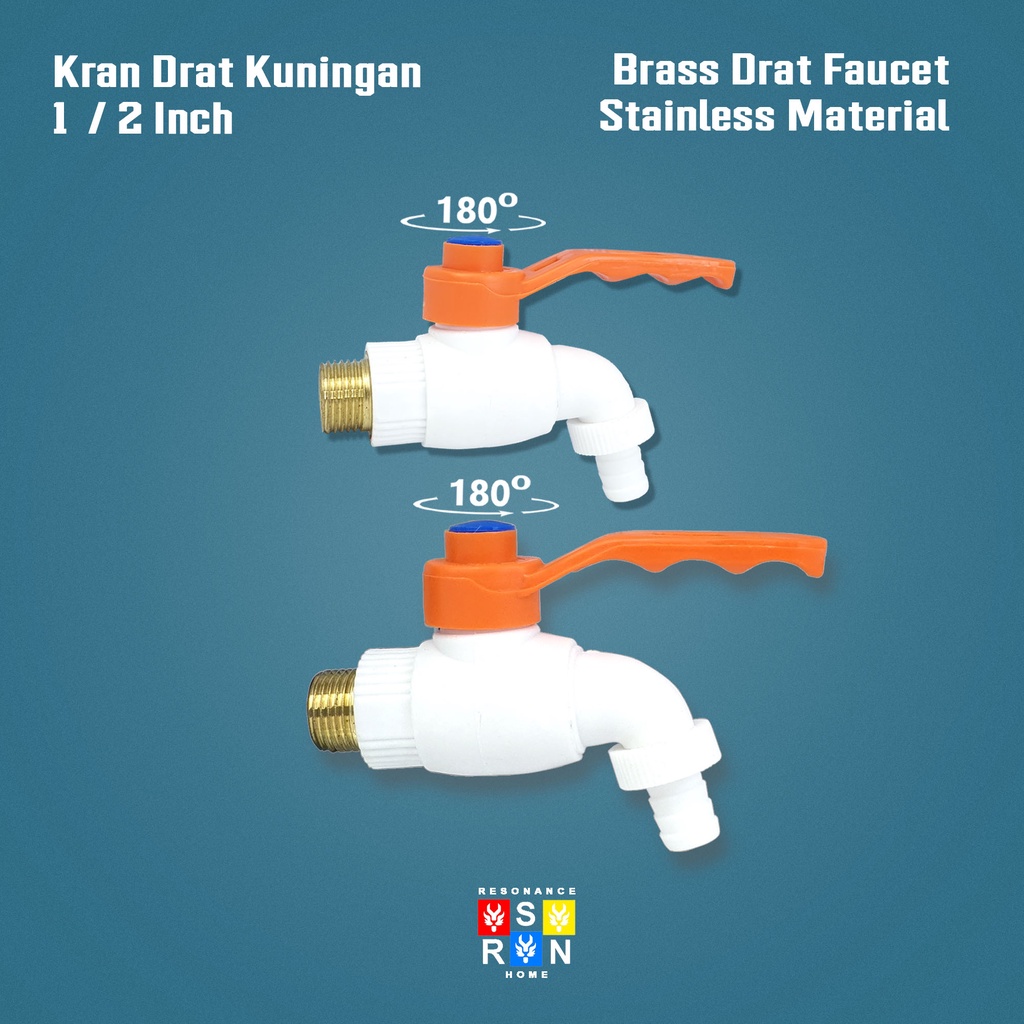 Kran Taman Jumbo Drat Kuningan 1/2 Inci l Keran PVC Nozel Tembok Resonance Home