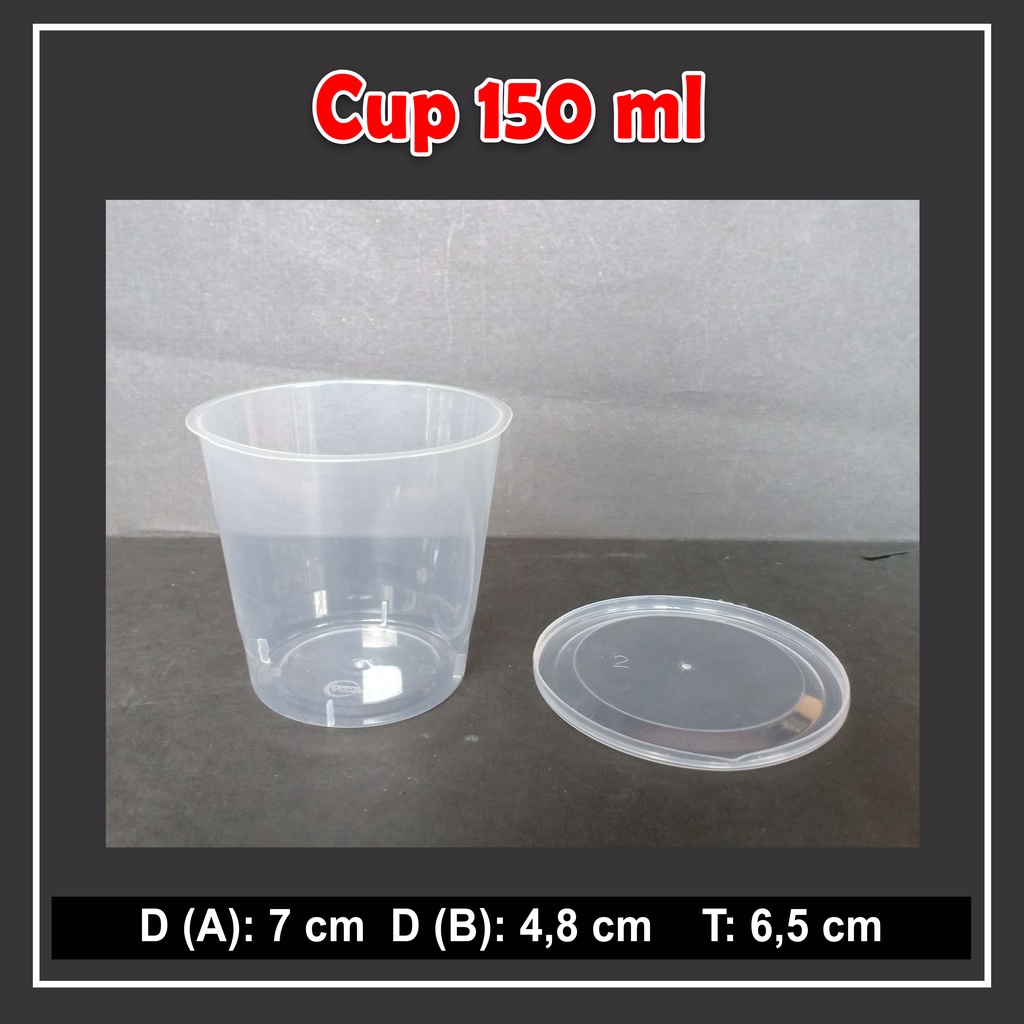 (isi 50 pcs) Thinwall Cup Plastik Pudding/Selai + Tutup 150 ml