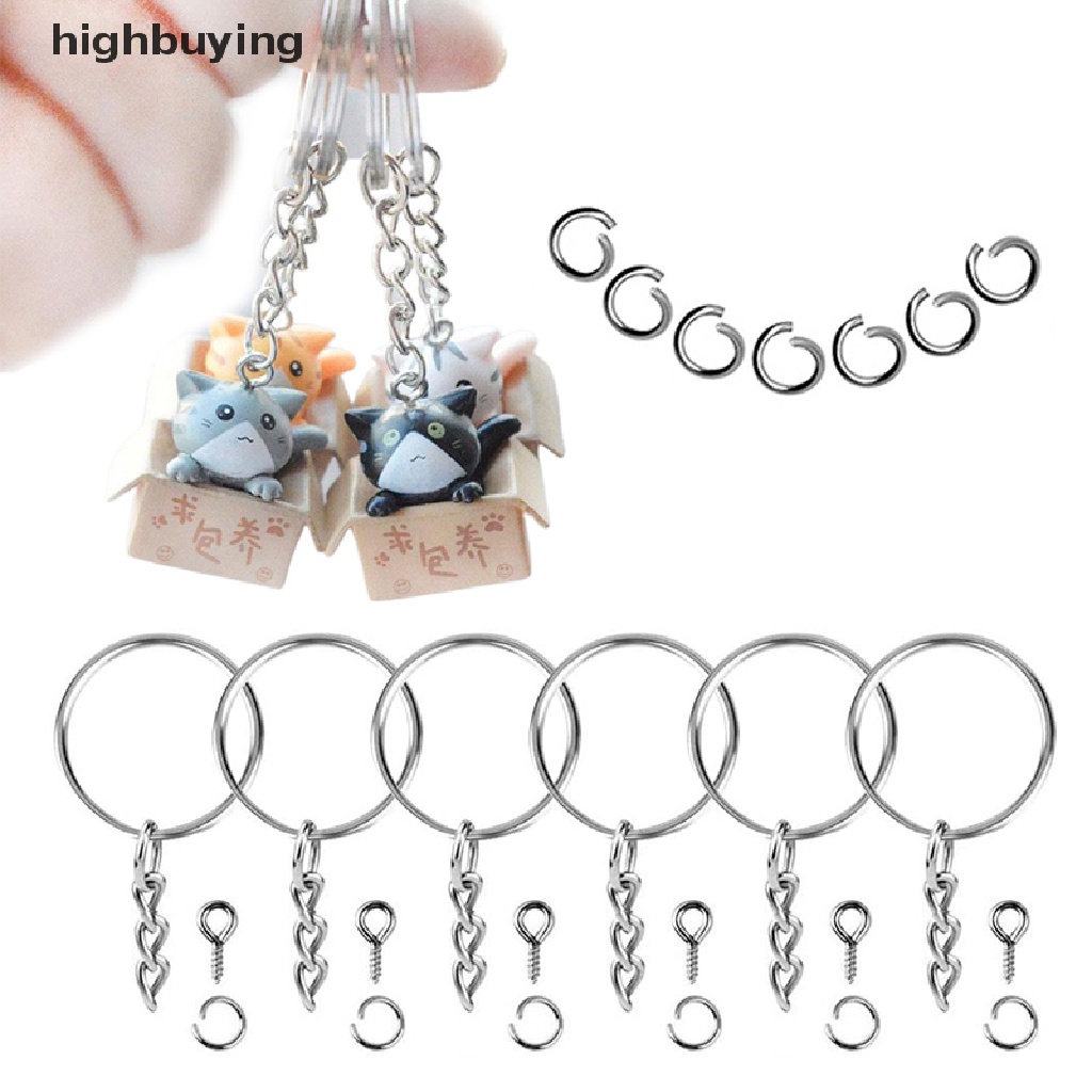 Hbid 150pcs Ring Gantungan Kunci DIY Dengan Mata Sekrup