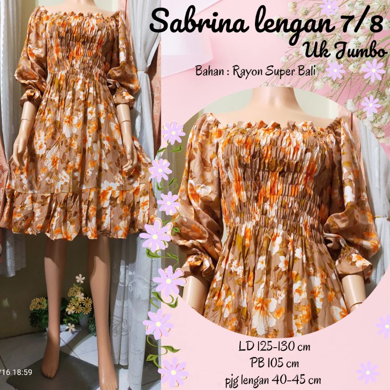 Sabrina lengan 7/8 //Sabrina kerut Jumbo //Dress Jumbo