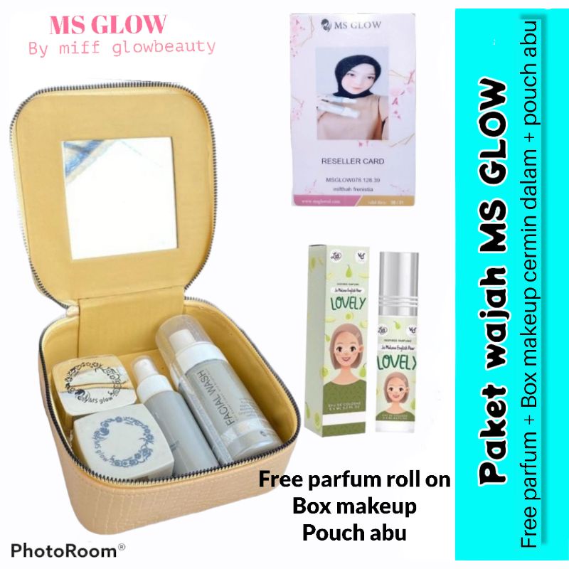 PROMO PAKET WAJAH MS GLOW MSGLOW ORIGINAL FREE BOX MAKEUP CANTIK (kaca dalam)