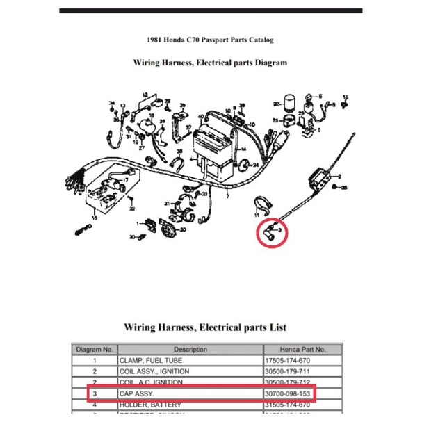 tutup dop kepala kop cop busi Honda c50 c70 c700 c800 ori original asli nos Japan 30700-098-153