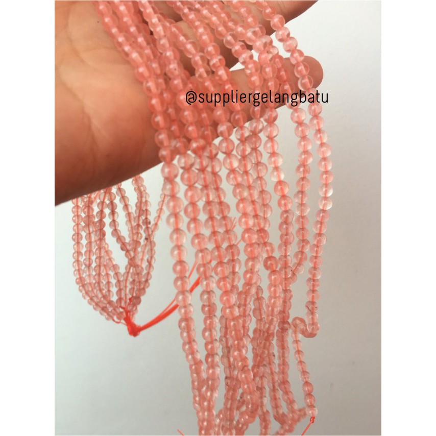 batu kristal 4mm cherry quartz pink natural crystal stone healing akik grosir kerajinan supplier