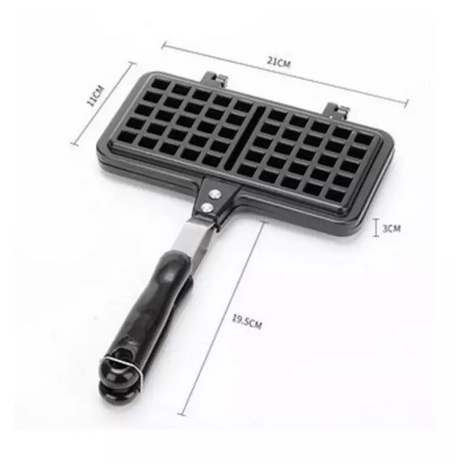 Double Waffle Pan Maker Persegi Panjang Cetakan Kue Waffel Pancake Croffle Teflon-2