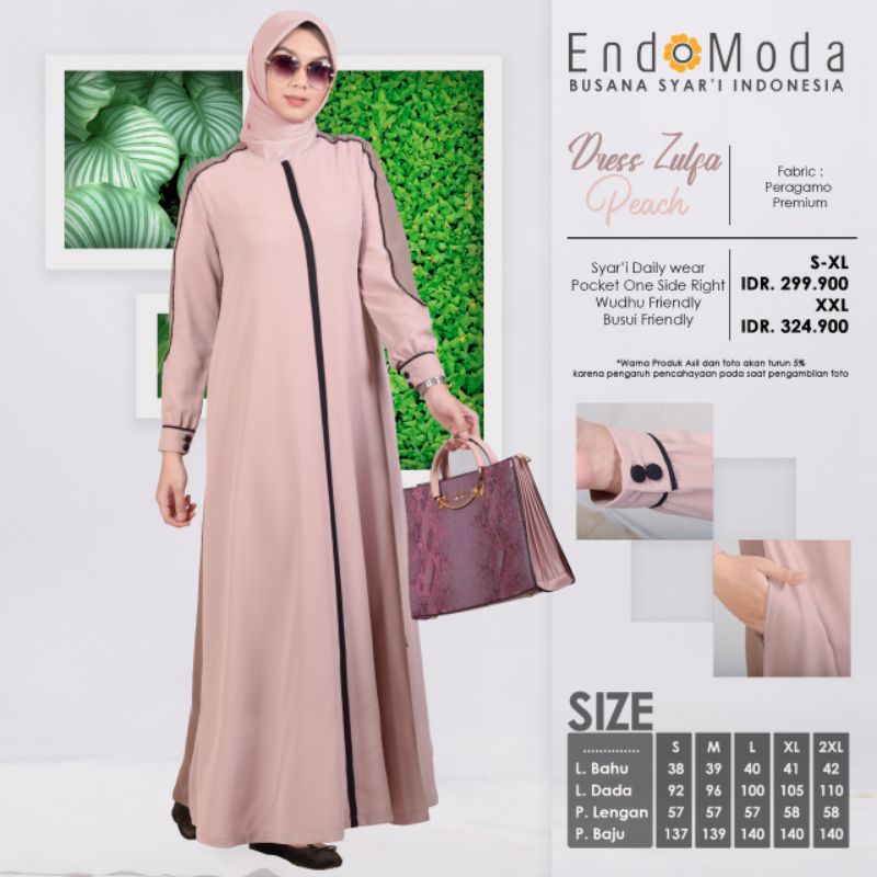 ENDOMODA DRESS ZULFA GAMIS POLOS TERMURAH ORIGINAL