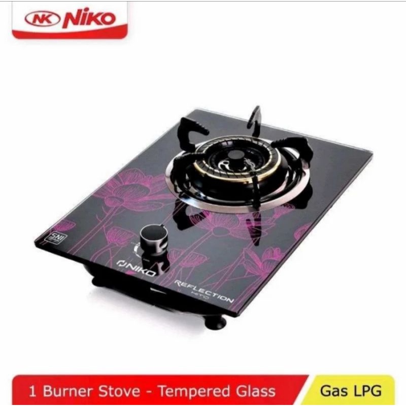 Kompor Gas Tanam Niko 1 Tungku Kaca Reflection Hito | Kompor Gas Kaca 1 Tungku Niko