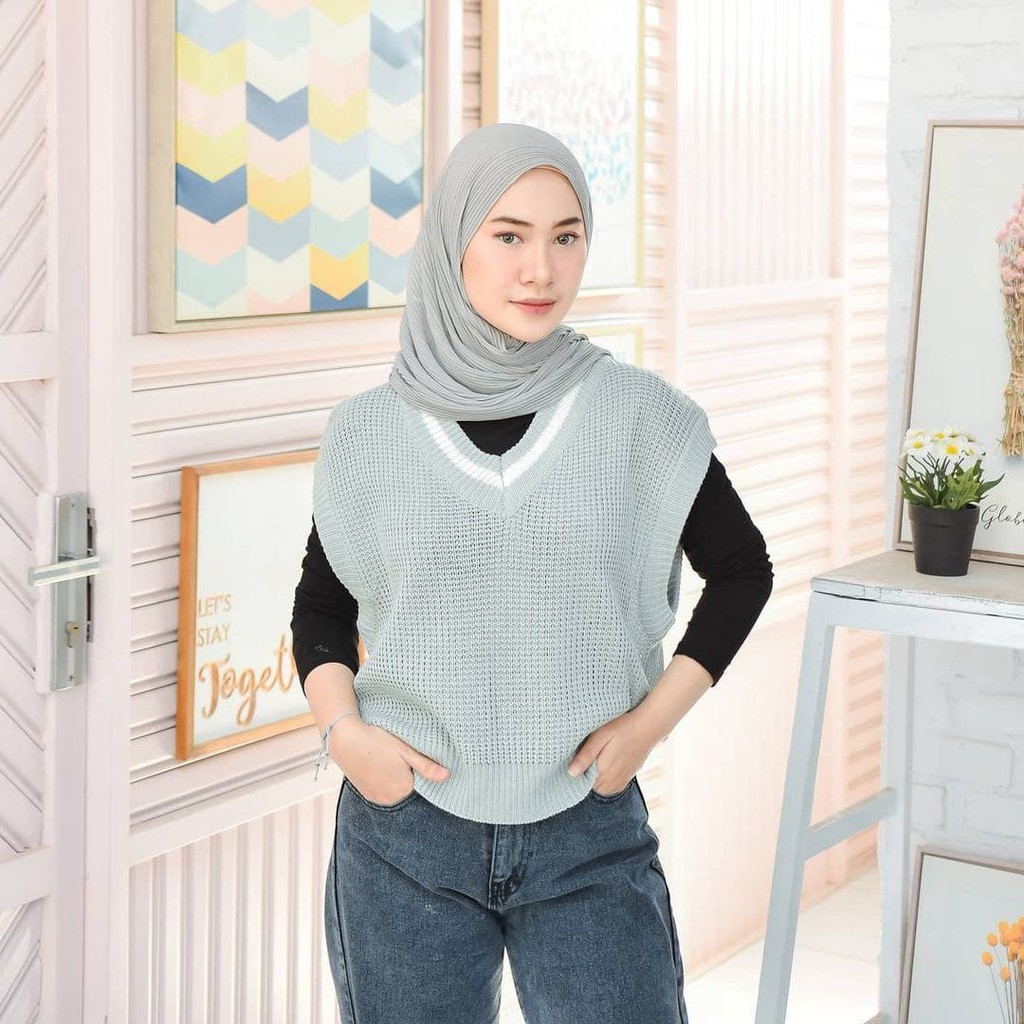 Nara Grosir - Vivi List Vest | Fashion Terkini | Sweater Termurah