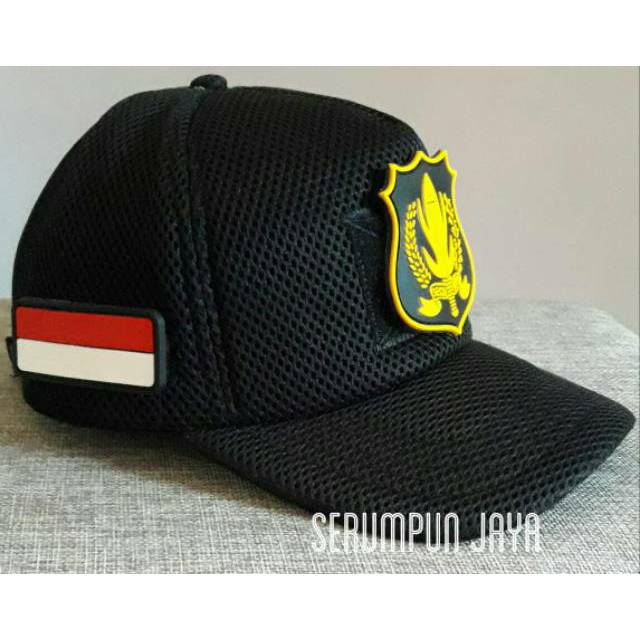 TOPI SECURITY LOGO KUNING - TOPI SECURITY LOGO KUNING BESAR JARING DOBEL MESH VELCRO