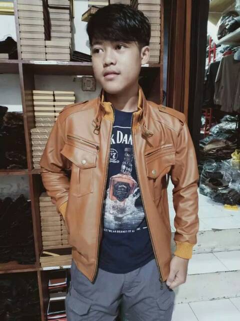 Jaket Kulit Asli Pria Elegant Brownie ARL 033 Silverstone RFLA Ariel Noah 90